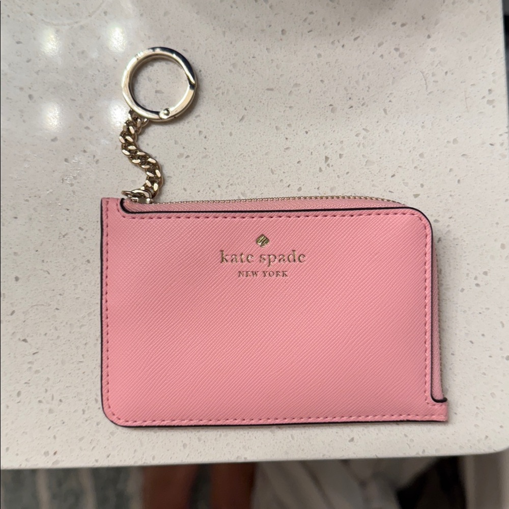 NWT Kate Spade Pink Card Holder with Gold Chain